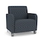 Lesro Siena Lounge Reception Wide Guest Chair w/ Front Casters, Brushed Steel Back Legs, RS NightSky Uph SN1201 - alternate 1